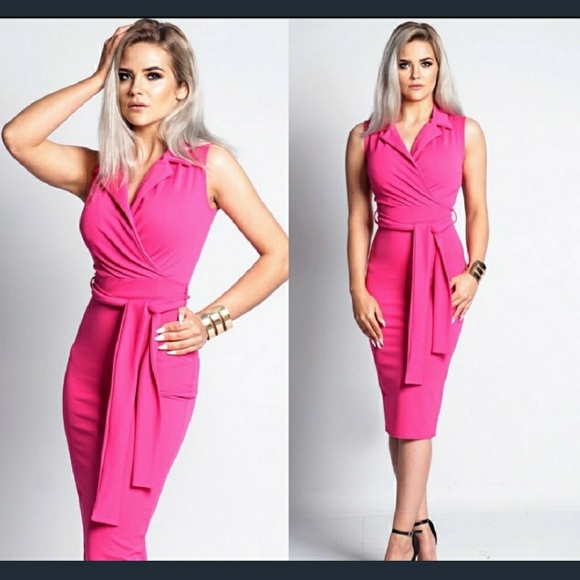 Dresses & Skirts - Pink Wrap Dress with Tie Detail